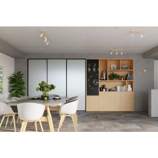 Minimalistyczny kinkiet reflektor na drewnianym mocowaniu, ruchomy przegub