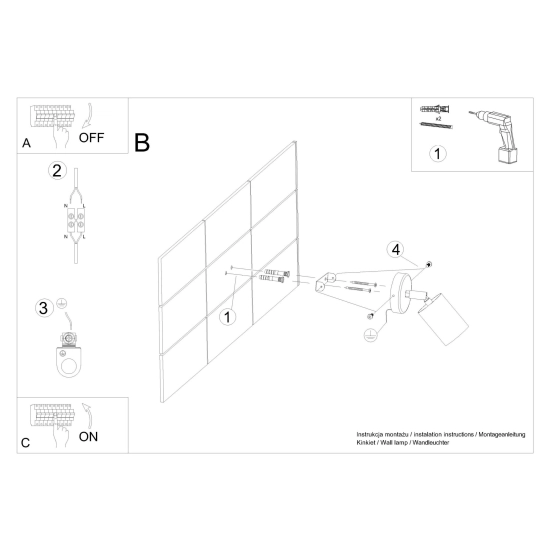 Minimalistyczny kinkiet reflektor na drewnianym mocowaniu, ruchomy przegub