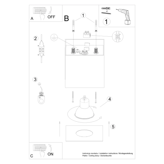 Czarny downlight na żarówkę GU10, kwadratowy spot do oświetlenia holu