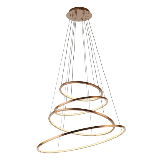 Wiszące obręcze LED w kolorze miedzianym z możliwością ściemniania