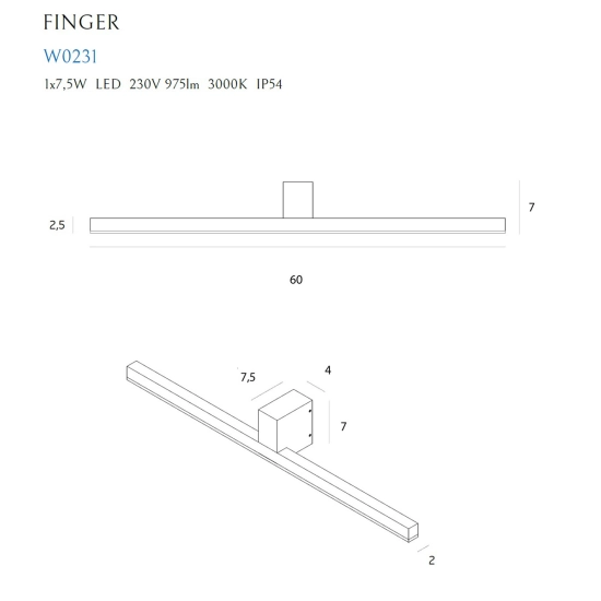Łazienkowa lampa ścienna, idealna nad lustro, LED 3000K 60cm