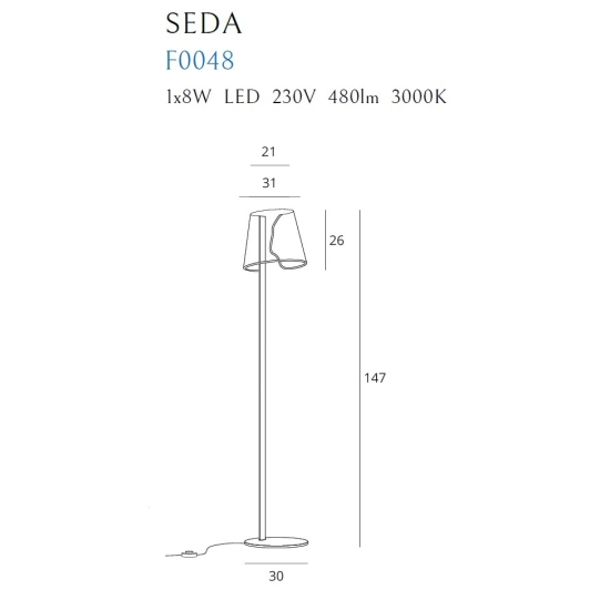 Nowoczesna, złota lampa stojąca, idealna do salonu, wbudowany LED