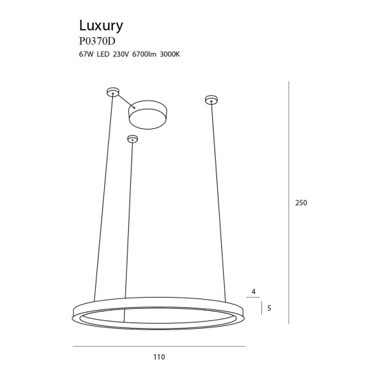 Okrągła, ledowa, złota lampa wisząca ze ściemniaczem Ø110cm 3000K