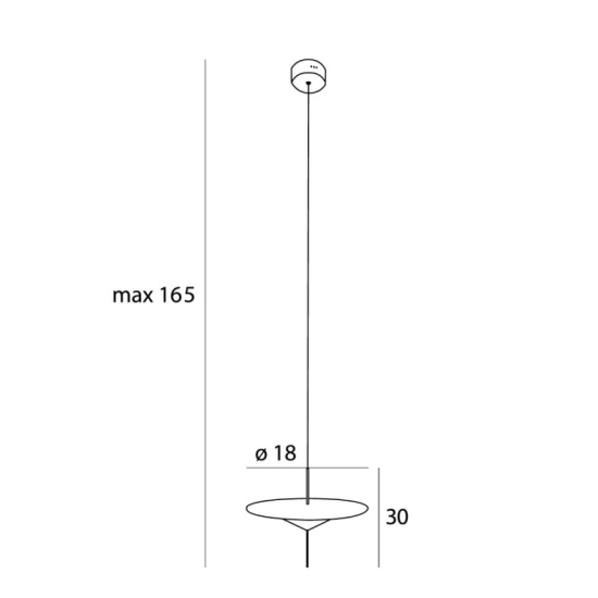 Minimalistyczna lampa wisząca z małym dyskiem, światło LED