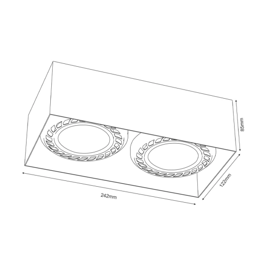 Nowoczesna lampa natynkowa, dwa światła 12,2x24,2cm GU10/ES111