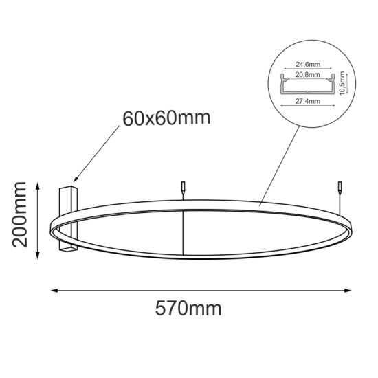 Ponadczasowa, ledowa lampa sufitowa plafon ⌀57cm 4000K