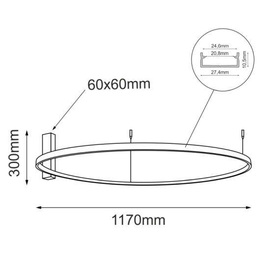 Lampa sufitowa w kształcie dużego koła, okazały plafon ⌀117cm 3000K