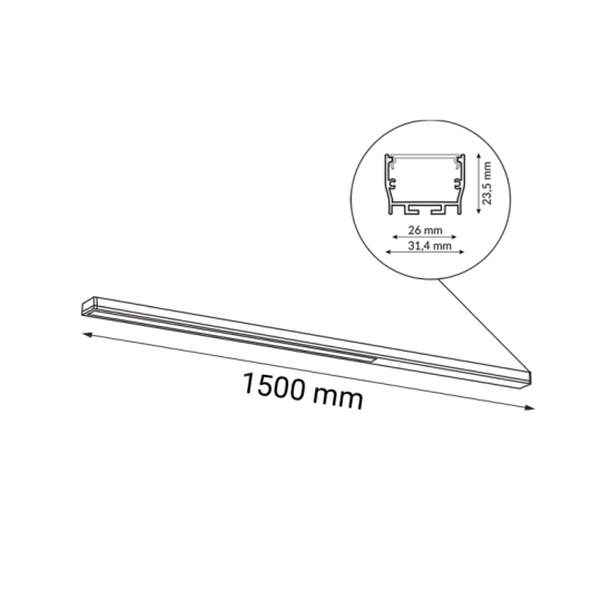 Efektowna, wąska lampa natynkowa, techniczna lampa LED 150cm 3000K