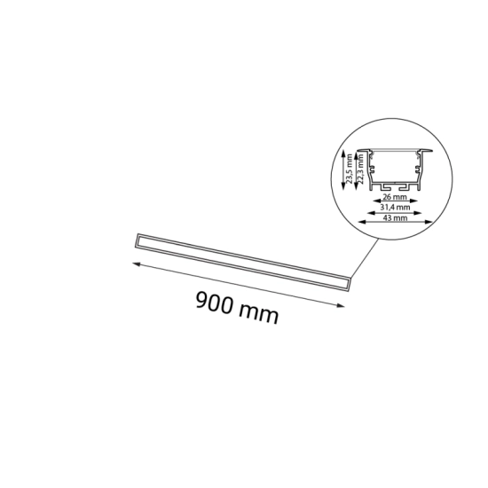 Panel LED mocowany podtynkowo, neutralne światło 90cm 4000K