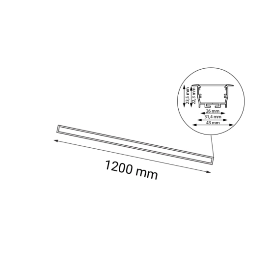 Panel wpustowy, nowoczesna lampa podtynkowa LED 120cm 4000K