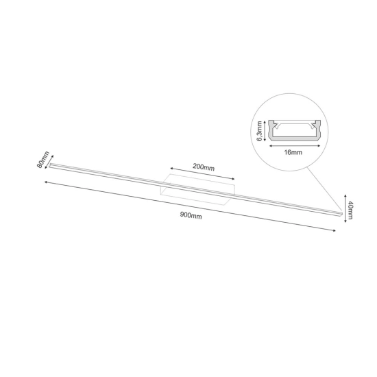 Designerska lampa ścienna ze światłem LED, do salonu 90cm 3000K