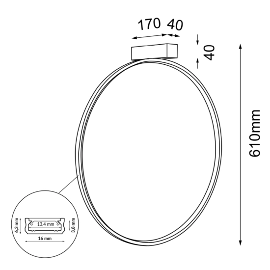 Niespotykana, ledowa lampa ścienna w formie koła ⌀57cm 3000K