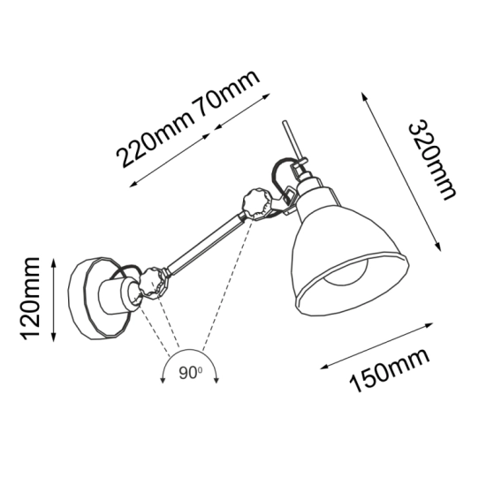 Kinkiet na wysięgniku, industrialna lampa ścienna nad łóżko