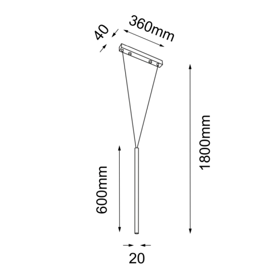 Minimalistyczny zwis z punktową tubą, lampa do dekoracji