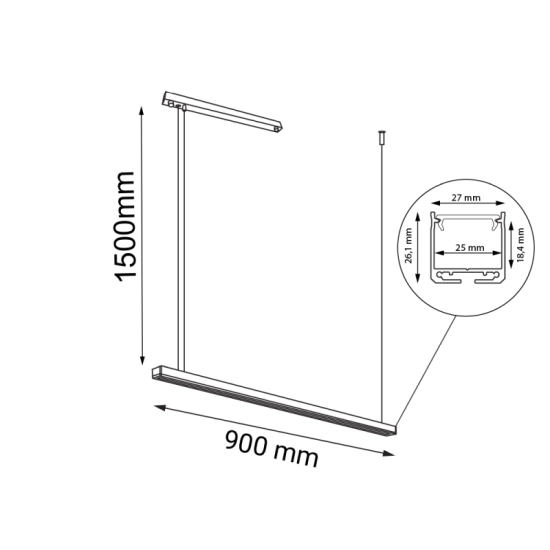 Ledowa lampa wisząca o prostym kształcie, idealna nad stół 90cm 4000K