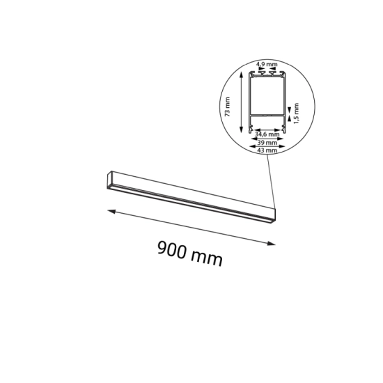 Minimalistyczna, natynkowa lampa sufitowa LED 90cm 4000K