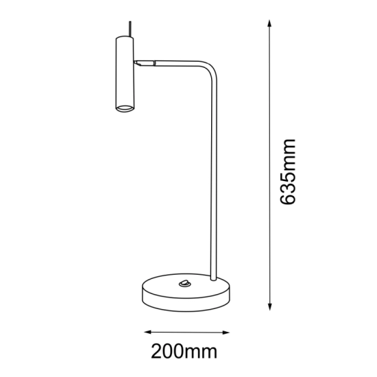 Smukła, minimalistyczna lampka biurkowa ze złotą tubą, lampka reflektor