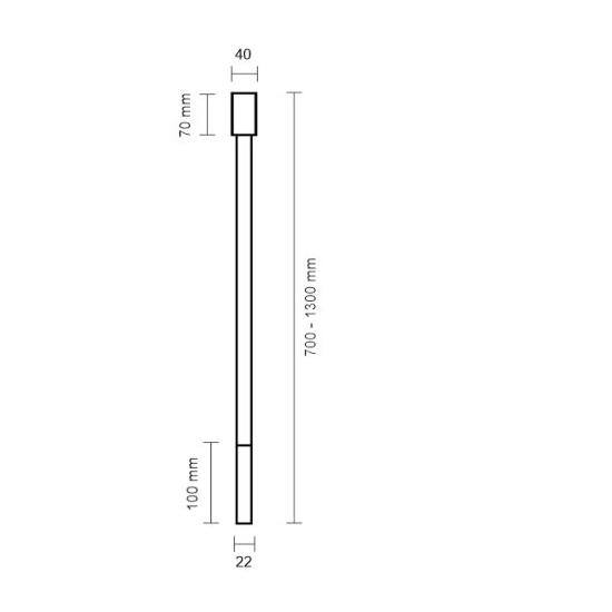 Dekoracyjna lampa natynkowa, wąska tuba G9 - czarny mat 120cm