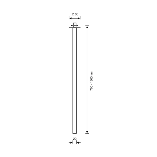 Wąski, długi reflektor z punktowym światłem G9 - platyna mat 130cm