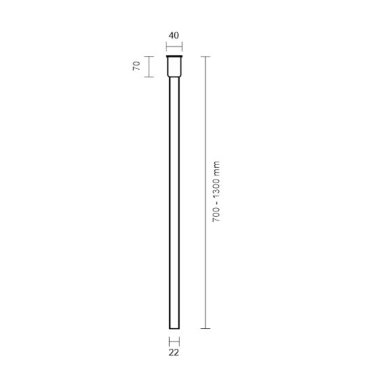 Ozdobna, wąska tuba natynkowa na żarówkę G9 - platyna mat 130cm