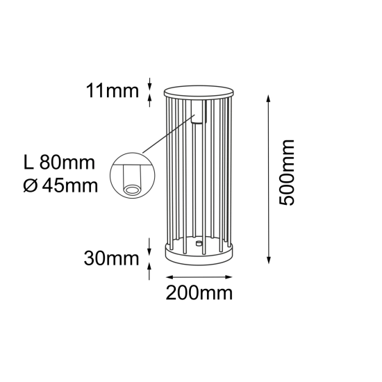 Antracytowa, dekoracyjna lampa ogrodowa słupek 50cm