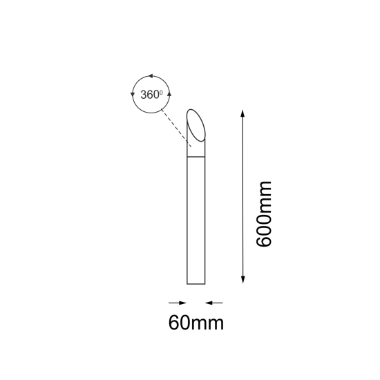 Smukła, zewnętrzna lampa ogrodowa, słupek o wysokości 60cm