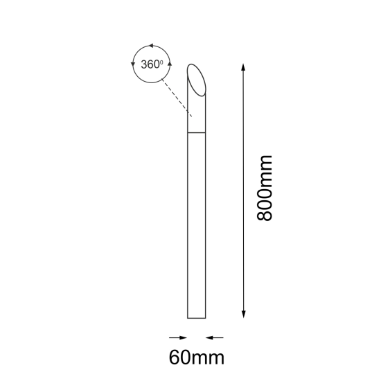 Antracytowy słupek ogrodowy w kształcie ściętej tuby 80cm