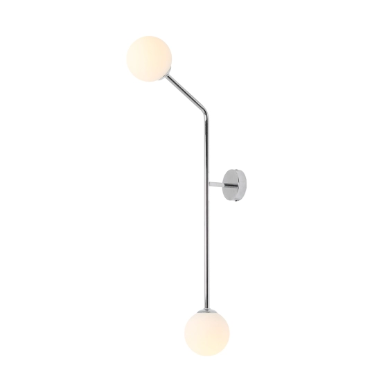 Pionowa, dwukierunkowa, długa lampa ścienna z kulistymi kloszami