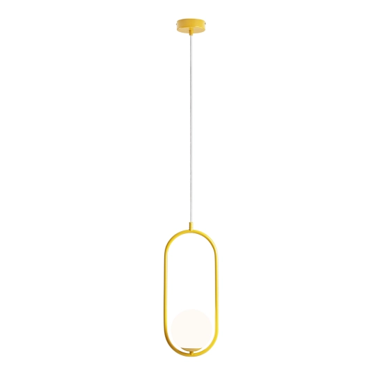 Dekoracyjna, żółta lampa wisząca na regulowanym zwisie, do pokoju dziecka