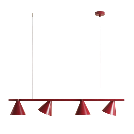 Dekoracyjna, nowoczesna lampa wisząca nad stół w jadalni, czerwony zwis