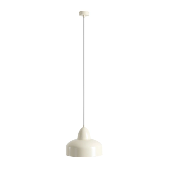 Minimalistyczna, pojedyncza lampa wisząca z kloszem w kolorze kremowym