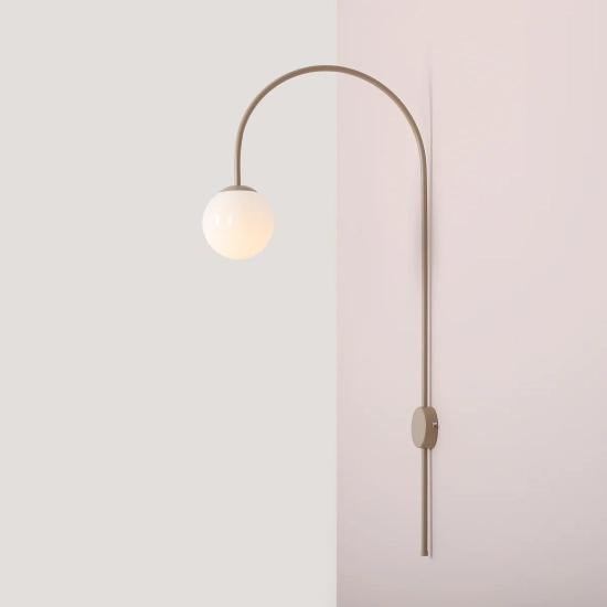 Nowoczesna lampa ścienna w kształcie łuku, styl modernistyczny