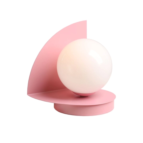 Subtelna, stylowa lampka nocna w kolorze różowym, biały klosz