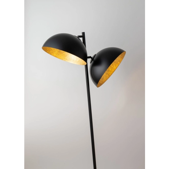 Designerska lampa podłogowa z dwoma dużymi abażurami