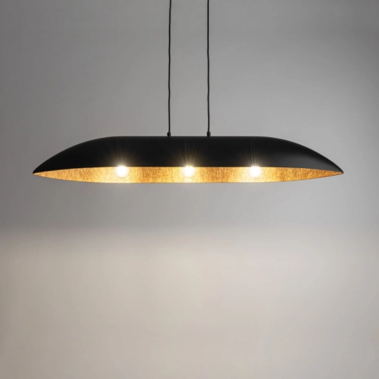 Designerska lampa wisząca z szerokim abażurem, do salonu - 114cm