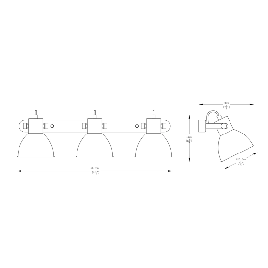 Szeroka, industrialna, metalowa lampa ścienna z ruchomymi reflektorami