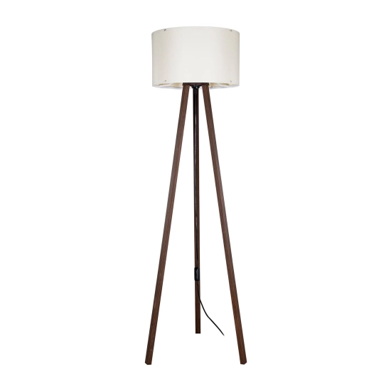 Lampa stojąca trójnóg z podstawą w kolorze orzecha