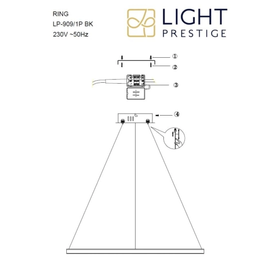 Czarna lampa wisząca w kształcie koła ze zmienną barwą światła ⌀80cm