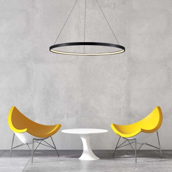 Geometryczna lampa wisząca z ledową obręczą, zmienna barwa ⌀66cm