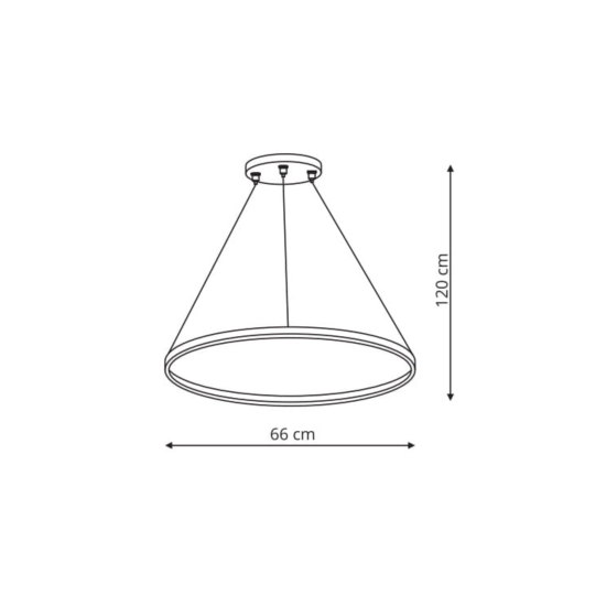 Geometryczna lampa wisząca z ledową obręczą, zmienna barwa ⌀66cm