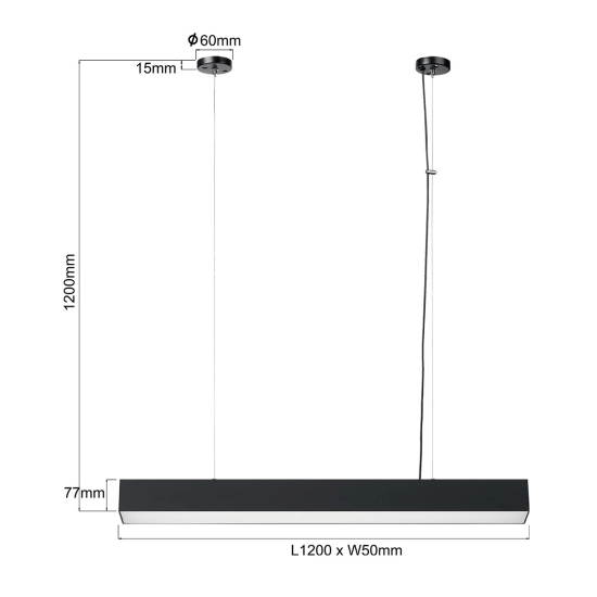 Uniwersalna, pozioma listwa LED na zwisach, do garażu i biura 120cm