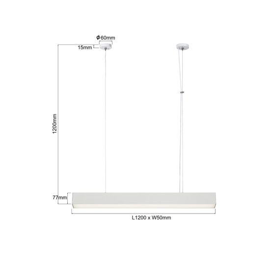 Prosta listwa na zwisach, ledowa lampa do oświetlenia stołu 80cm