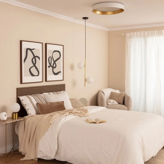 Złoto-biały plafon ze zmienną barwą światła LED ⌀45cm