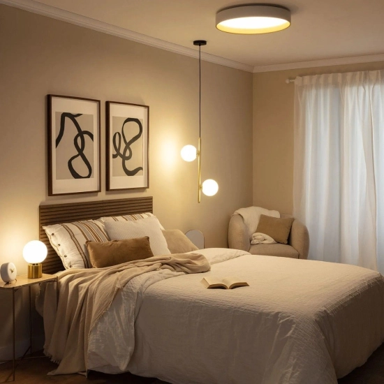 Złoto-biały plafon ze zmienną barwą światła LED ⌀45cm