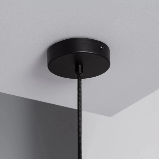 Granatowa, designerska lampa wisząca w stylu industrialnym