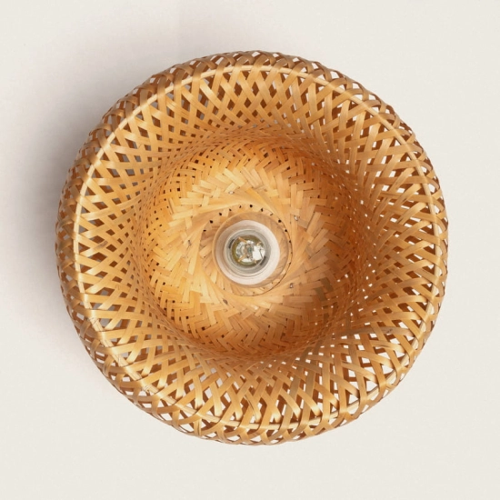 Naturalna lampa sufitowa z plecionym, bambusowym abażurem