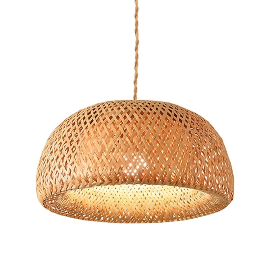 Lampa wisząca w stylu boho, bambusowy abażur na zwisie