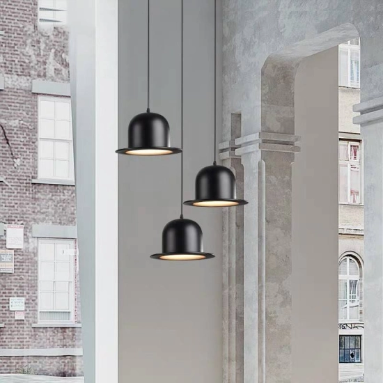 Lampa wisząca w formie czarnego cylindra do kuchni RETRO