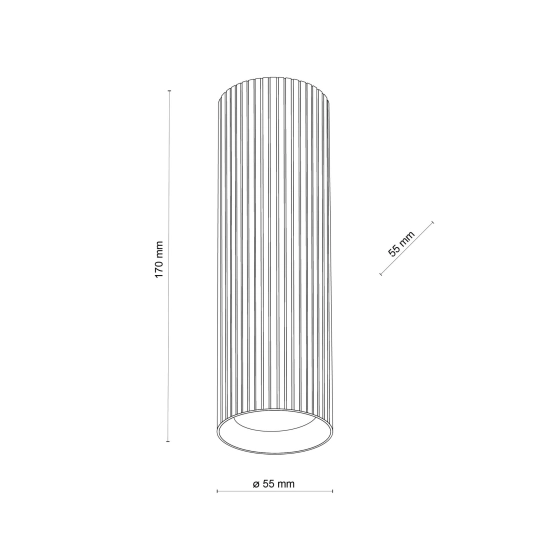 Nieruchoma tuba mocowana natynkowo, pojedynczy downlight