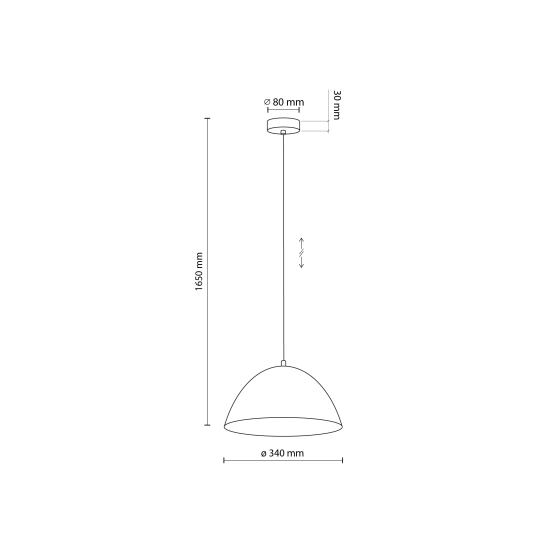 Kolorowa, modna lampa wisząca z kopułowym kloszem ⌀34cm